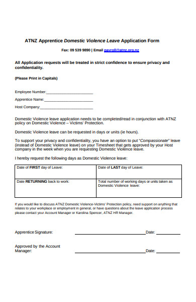 domestic violence leave application form