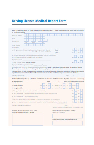 Driving Licence Medical Report Form Ndls Lasopacamping