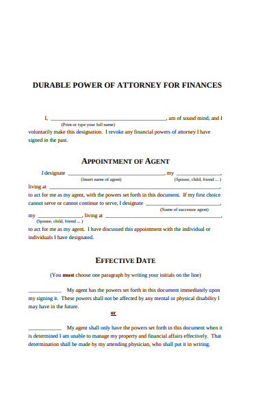 durable power of attorney forms