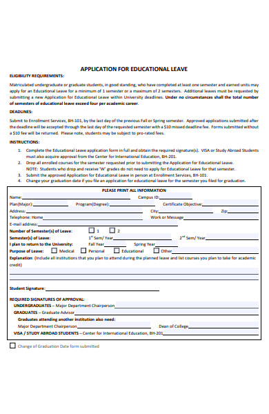 education leave application form