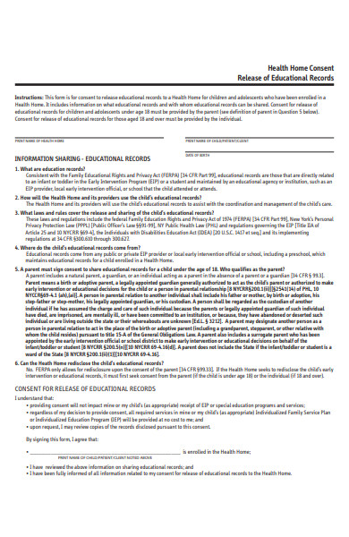 educational consent release form