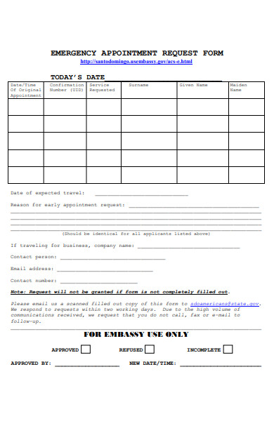 emergency appointment request form