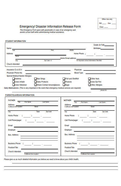 emergency information release form