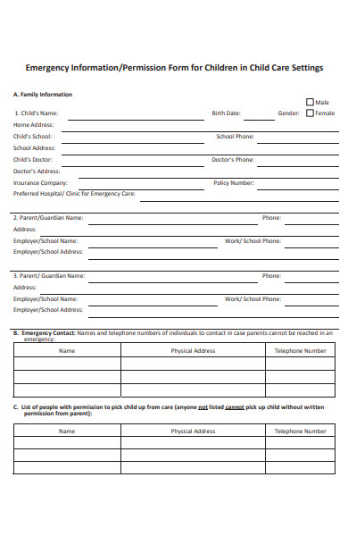 Grandparent Emergency Forms Printable Free
