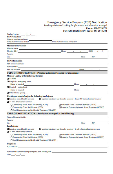 emergency service program form