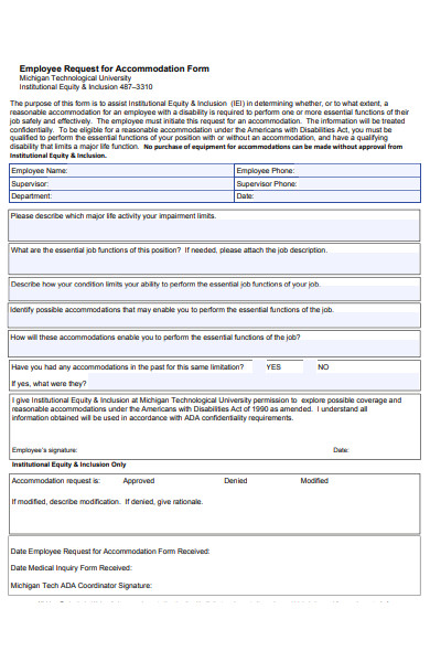 employee accommodation request form