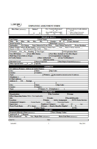 employee assignment form