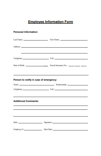 employee contract information form