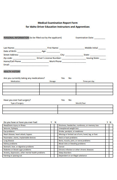 employee medical report form