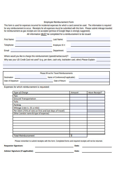 employee reimbursement form