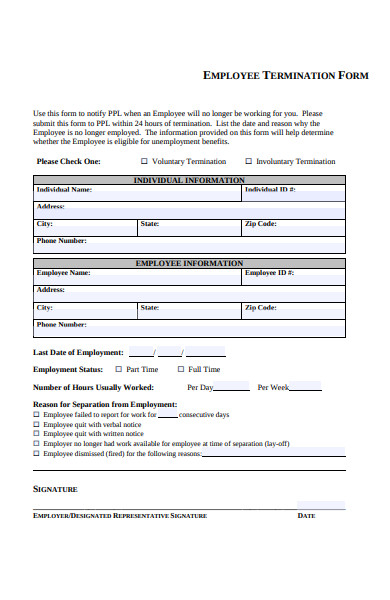 Free 51 Termination Forms In Pdf Ms Word Xls 3021