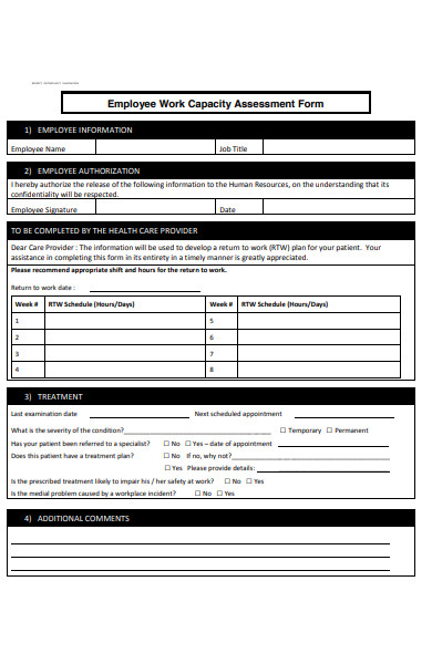 Capability Assessment Form 5135