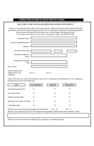 employer satisfaction survey form