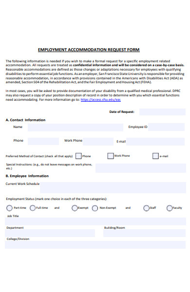 employment accommodation request form