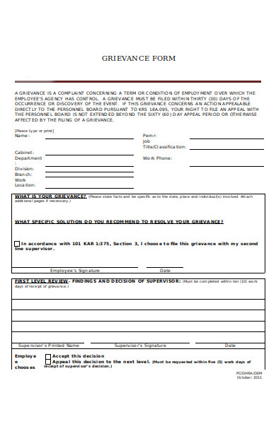 employment grievance form