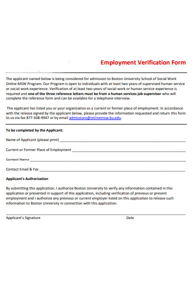 employment program verification form
