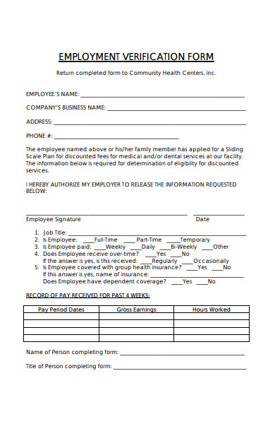 employment release verification form