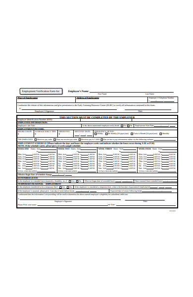 employment schedule verification form