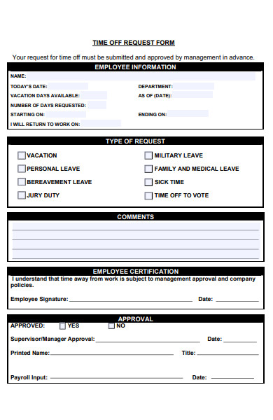 employment service time off request form