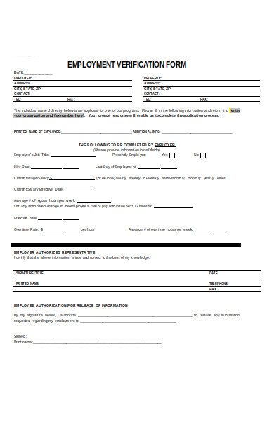 employment wage verification form