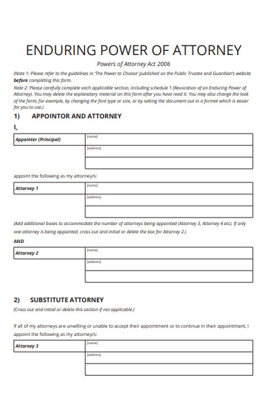 enduring power of attorney form