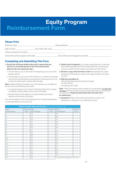 equity program reimbursement form