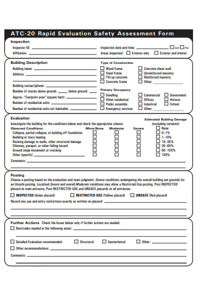 evaluation safety assessment form