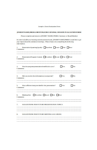 event evaluation form