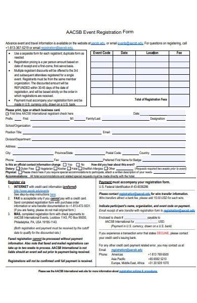 event registration form in pdf