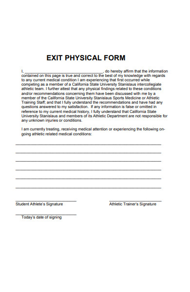 exit physical form