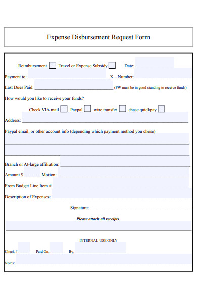 expense disbursement request form in pdf