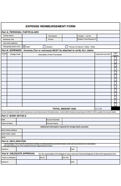 expense reimbursement form