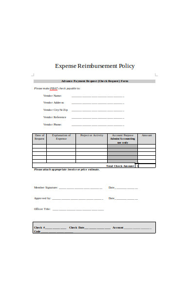 expense reimbursement policy form
