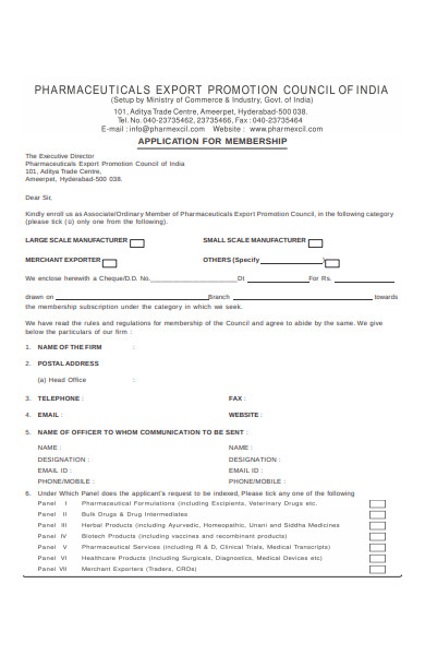 export membership registration form