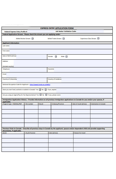 express entry application form