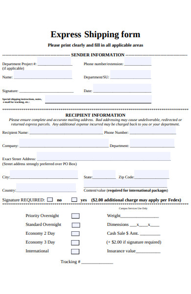 FREE 41+ Shipping Form Samples, PDF, MS Word, Google Docs, Excel