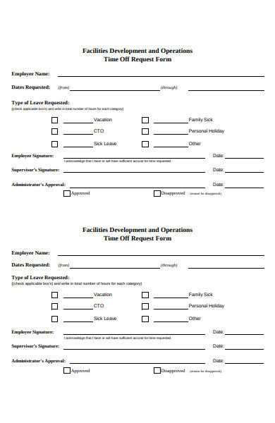 facilities time off request form