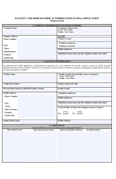 facility authorization form