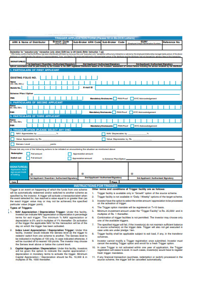 facility trigger application form