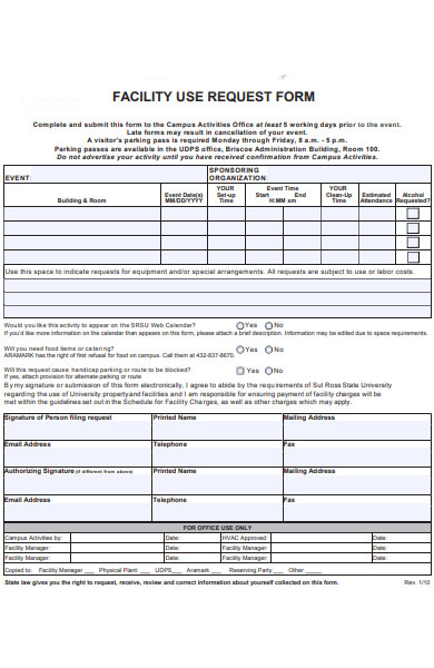 facility use request form