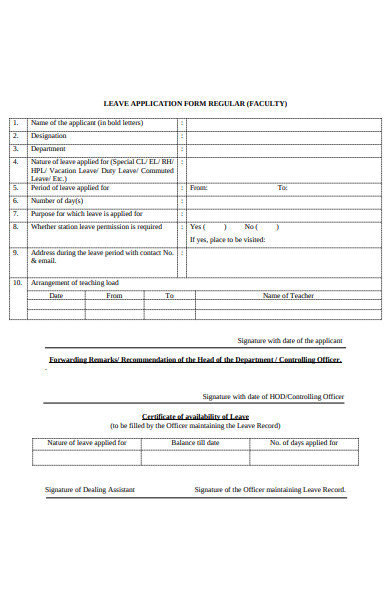 faculty leave application form