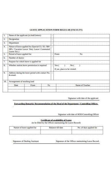 FREE 50+ Leave Application Forms in PDF | MS Word | Excel