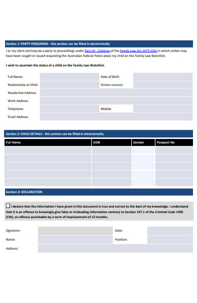 family law enquiry form