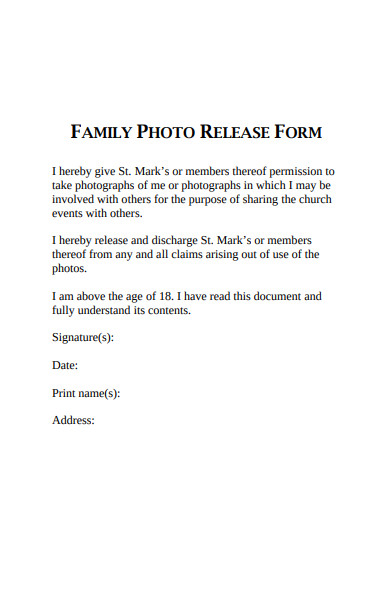 family photo release form