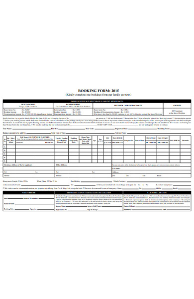 family travel booking form