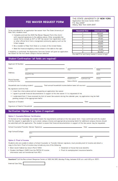 fee waiver request form