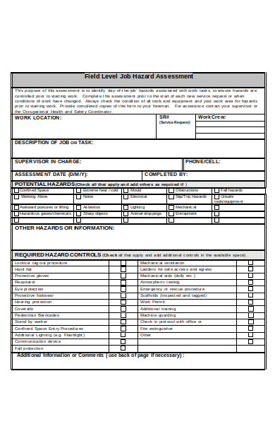 field level assessment form 