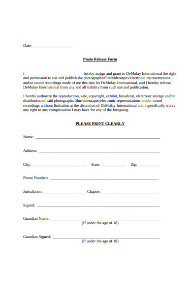 film photo release form