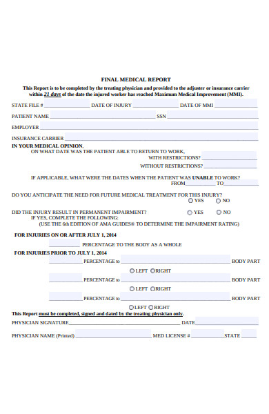 final medical report form