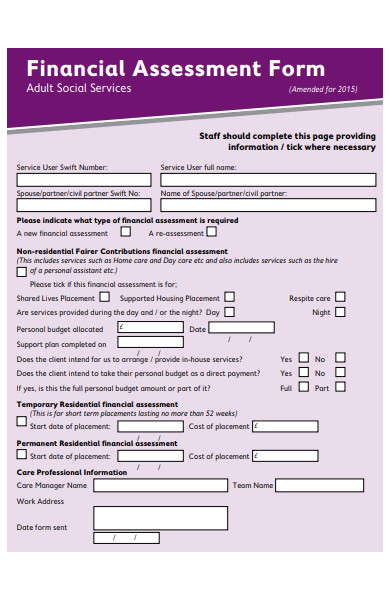 financial assessment form